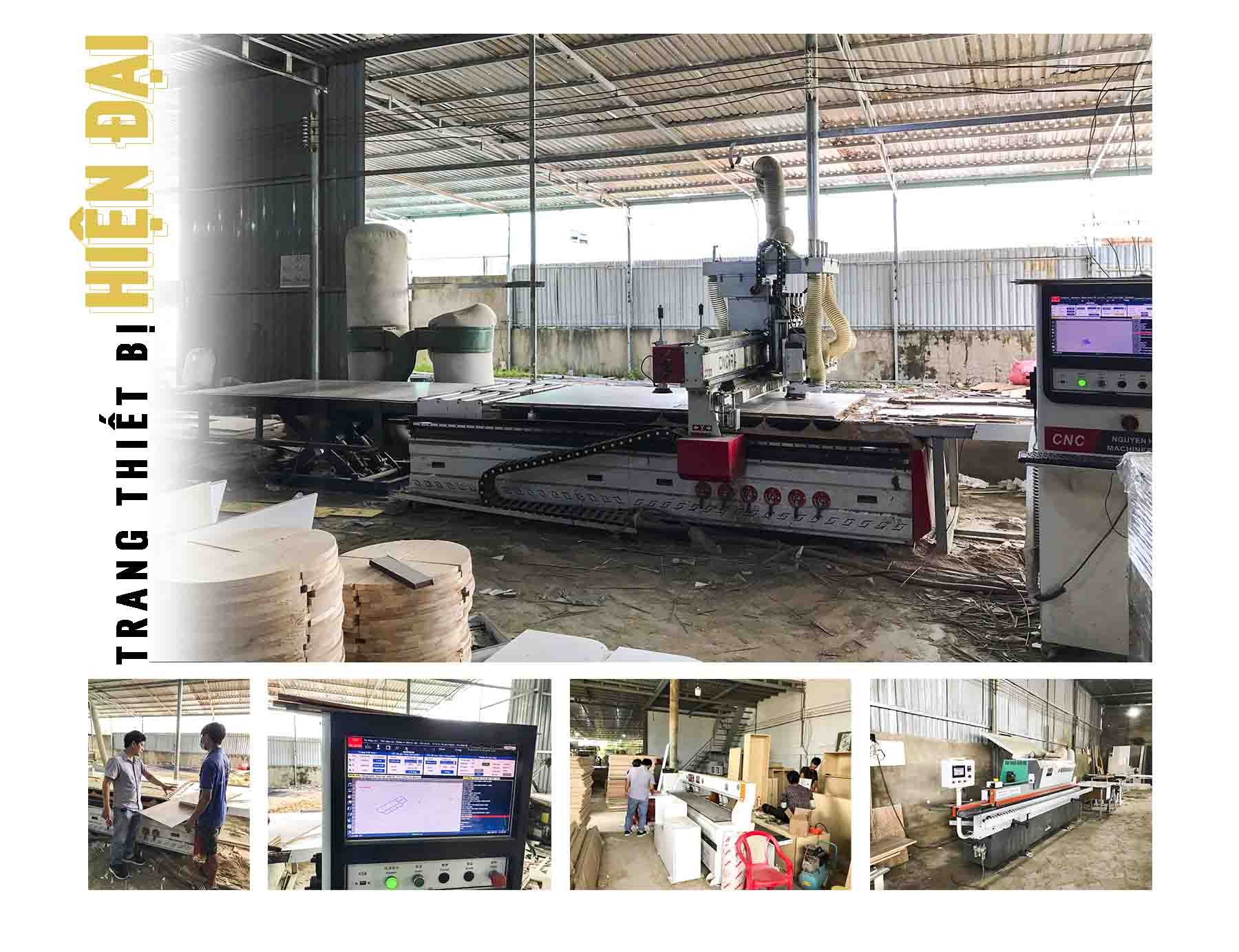 Xưởng sản xuất của Hoàng Kim Design sở hữu nhiều trang thiết bị, máy móc hiện đại