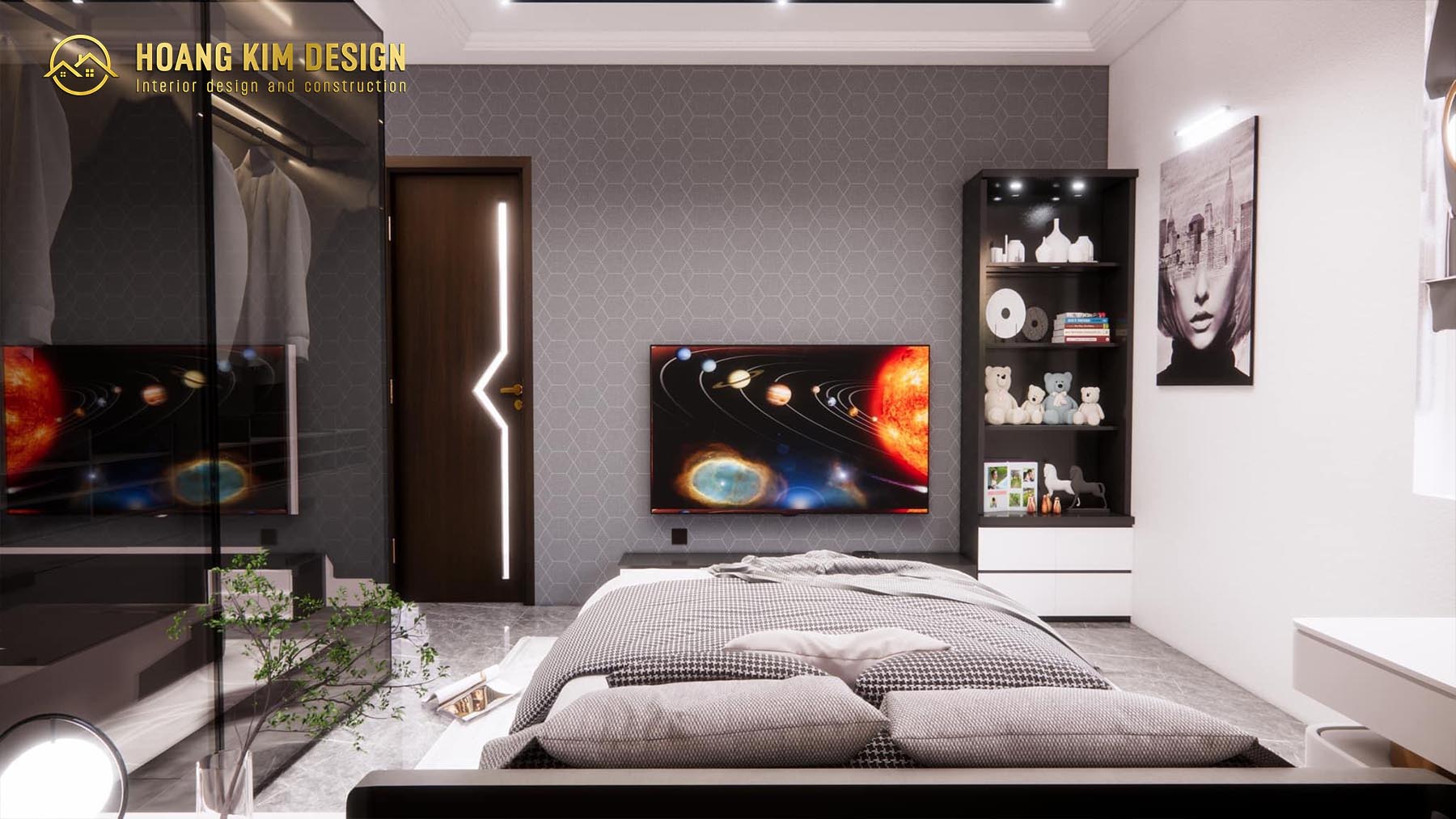 Không gian phòng ngủ thứ nhất được thiết kế theo phong cách hiện đại