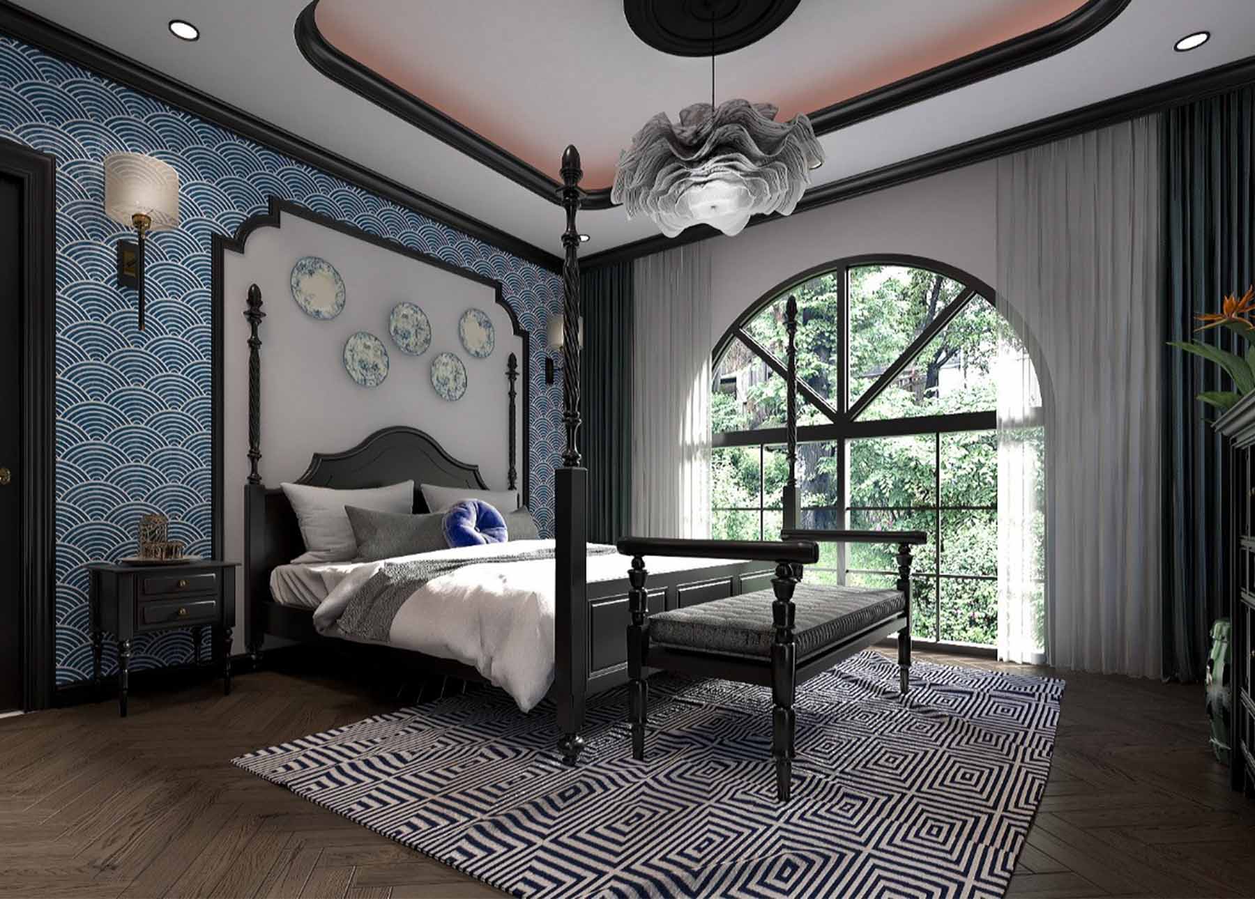 Nét mộc mạc của giường ngủ phong cách Indochine mang lại cảm giác gần gũi