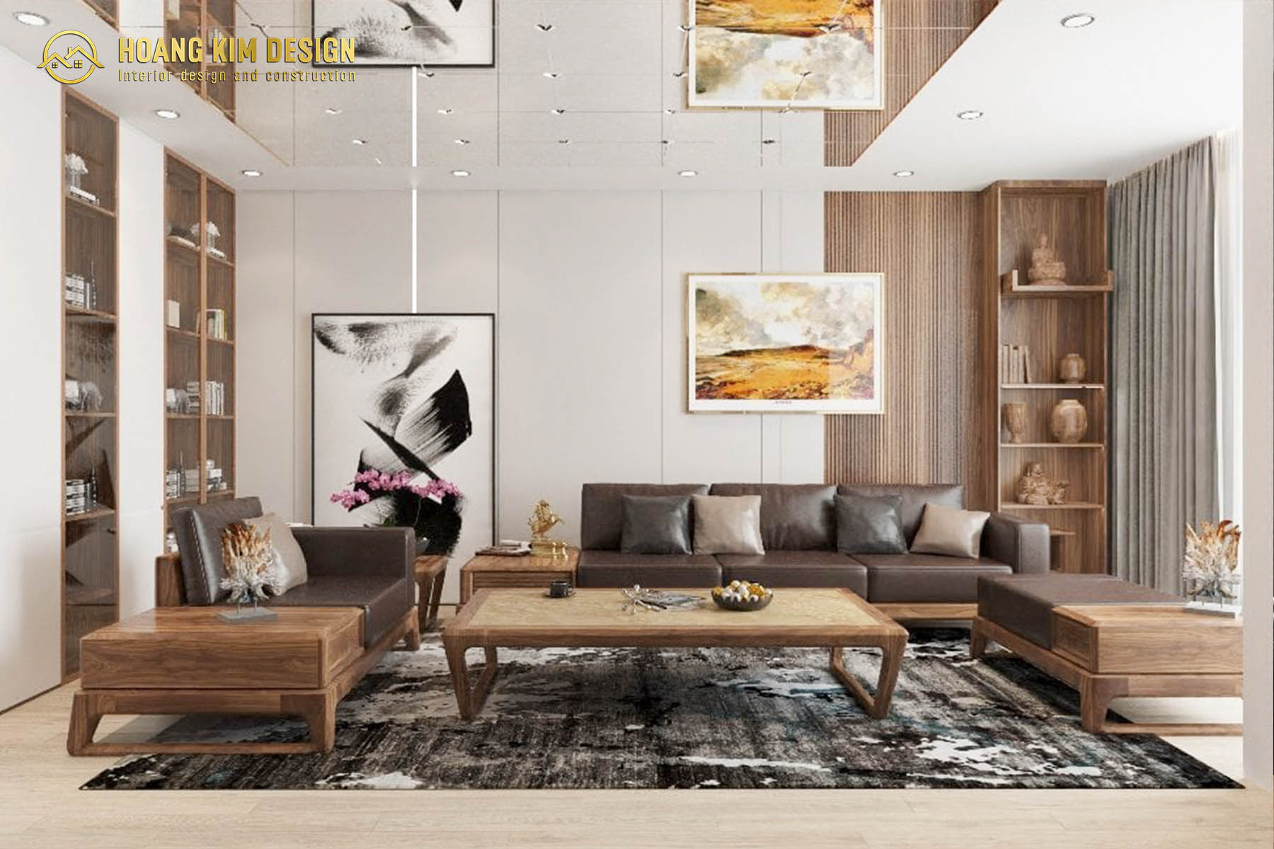 Thảm lót sàn giúp cho không gian phòng khách thu hút hơn