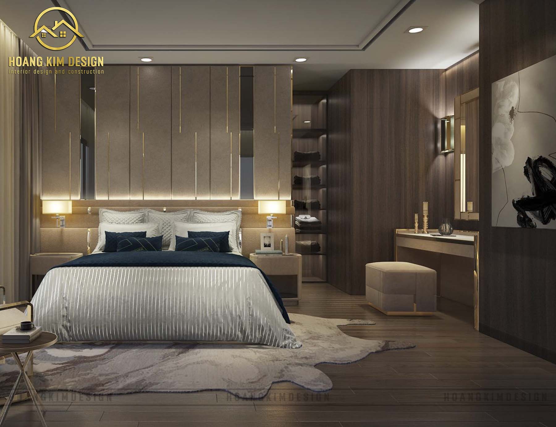 Sàn phòng ngủ được trang trí gỗ tự nhiên tạo cảm giác ấm úng